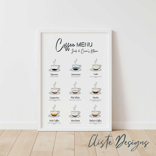Coffee Menu Print - Cliste Designs｜Cliste Co